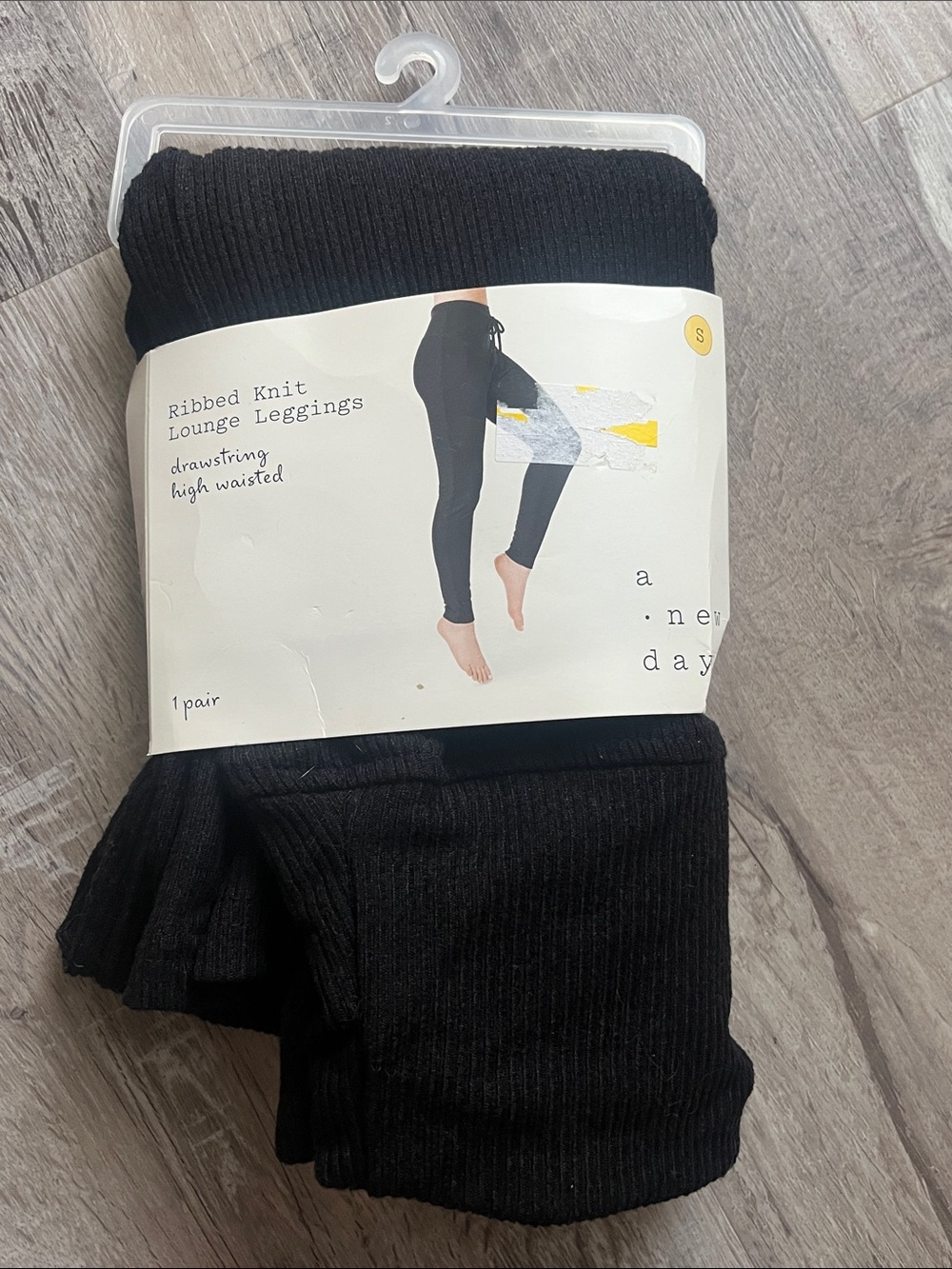 a new day Black Ribbed High-Waist Lounge Leggings